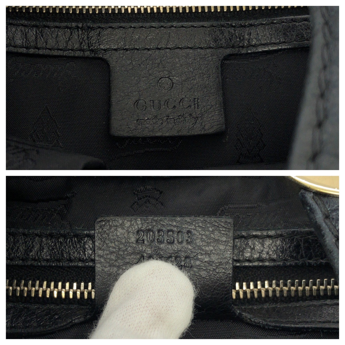 17294
GUCCI グッチ グッチシマ ブラック 黒 ゴールド金具 レザー 203503 ショルダーバッグ トートバッグ  レディース AB40