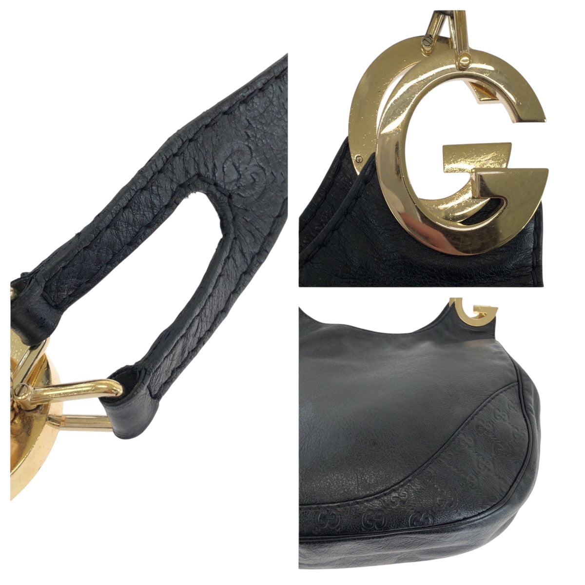 17294
GUCCI グッチ グッチシマ ブラック 黒 ゴールド金具 レザー 203503 ショルダーバッグ トートバッグ  レディース AB40