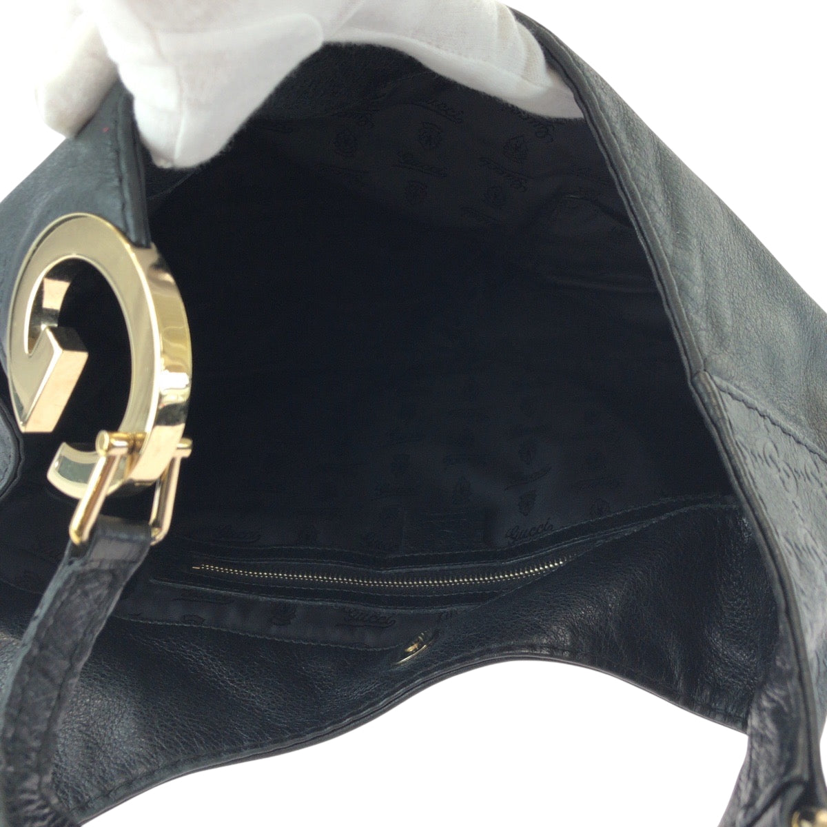 17294
GUCCI グッチ グッチシマ ブラック 黒 ゴールド金具 レザー 203503 ショルダーバッグ トートバッグ  レディース AB40