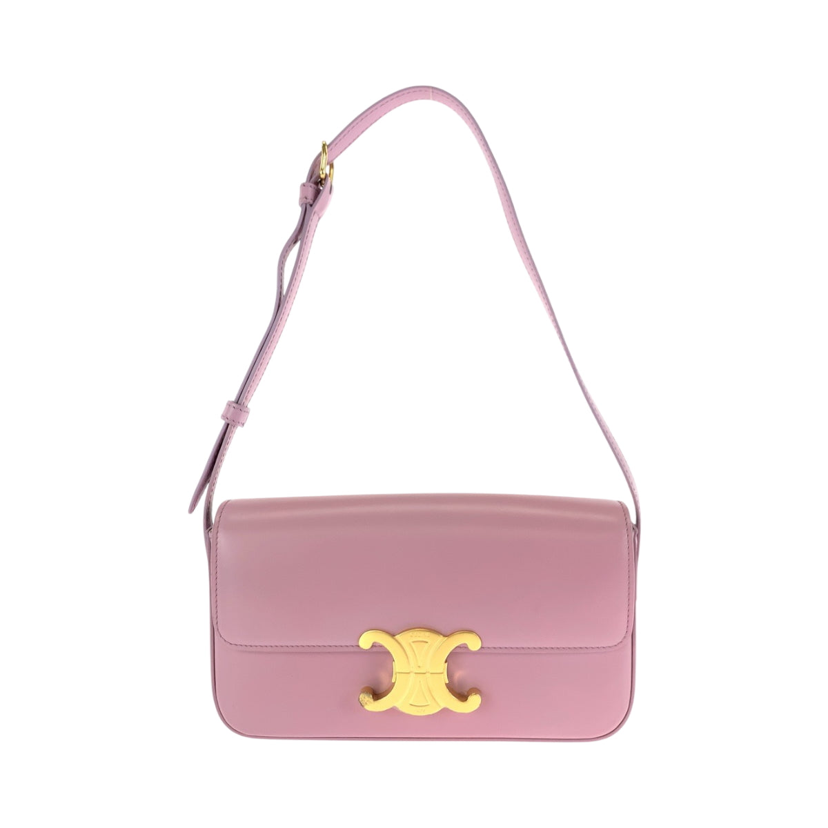 17296
CELINE セリーヌ トリオンフ ピンク ゴールド金具 レザー ショルダーバッグ 肩掛け  レディース SA