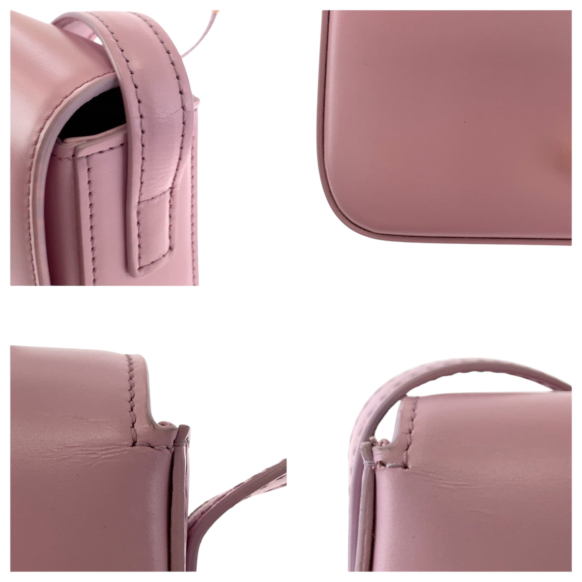 17296
CELINE セリーヌ トリオンフ ピンク ゴールド金具 レザー ショルダーバッグ 肩掛け  レディース SA