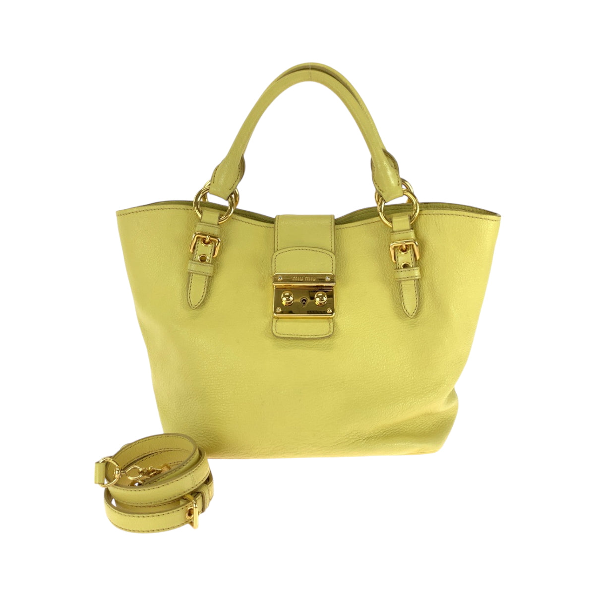 17298
Miu Miu ミュウ ミュウ マドラス イエロー ゴールド金具 レザー 197 B ショルダーバッグ ハンドバッグ 2way  レディース ABP63