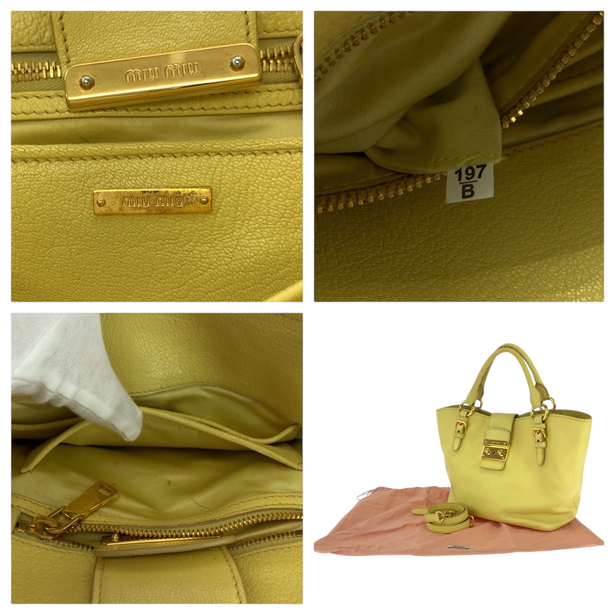 17298
Miu Miu ミュウ ミュウ マドラス イエロー ゴールド金具 レザー 197 B ショルダーバッグ ハンドバッグ 2way  レディース ABP63