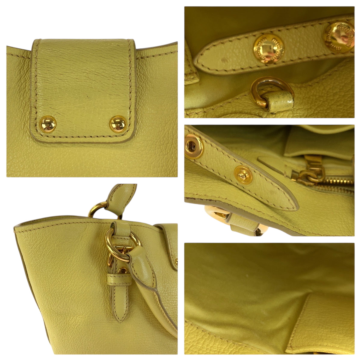 17298
Miu Miu ミュウ ミュウ マドラス イエロー ゴールド金具 レザー 197 B ショルダーバッグ ハンドバッグ 2way  レディース ABP63