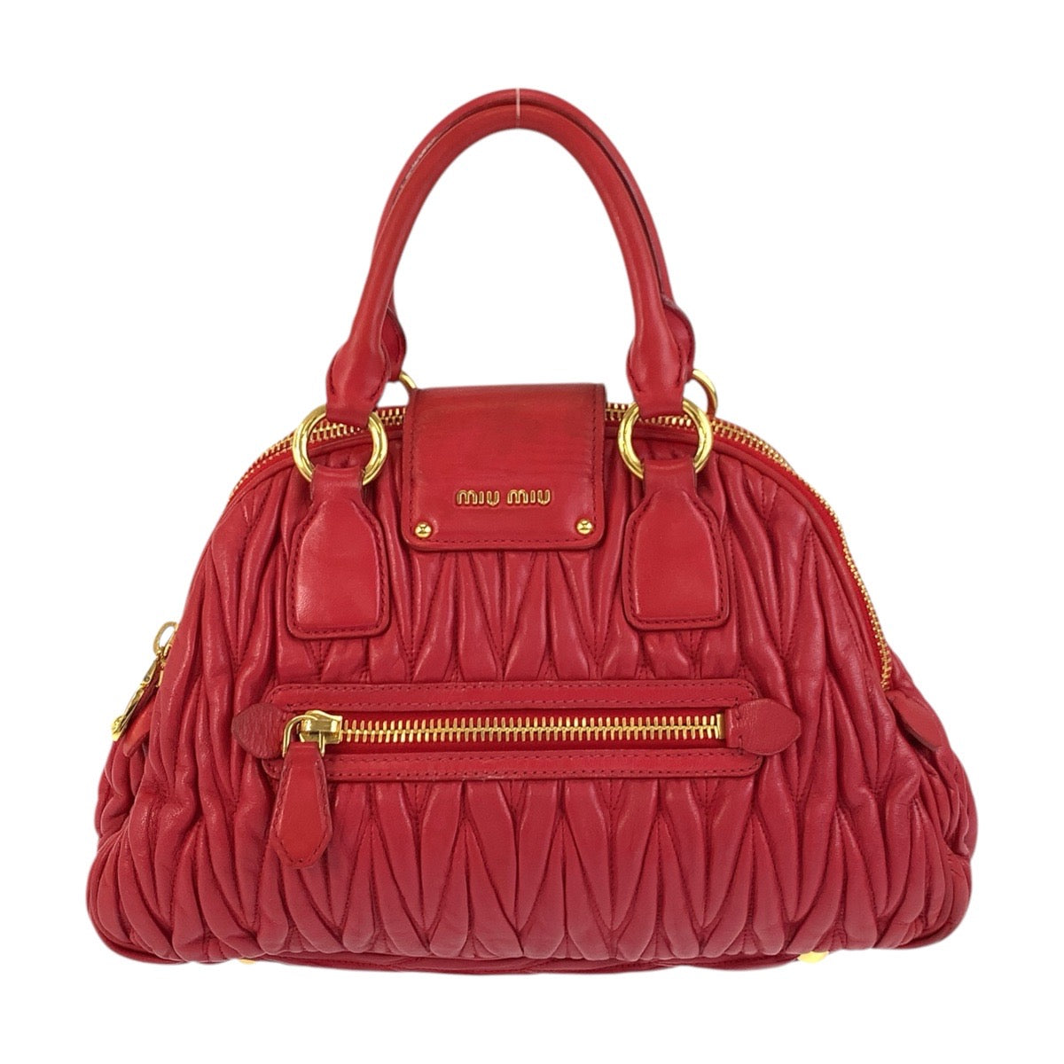 17299
Miu Miu ミュウ ミュウ マテラッセ レッド ゴールド金具 レザー ハンドバッグ ショルダーバッグ 2way  レディース ABP65