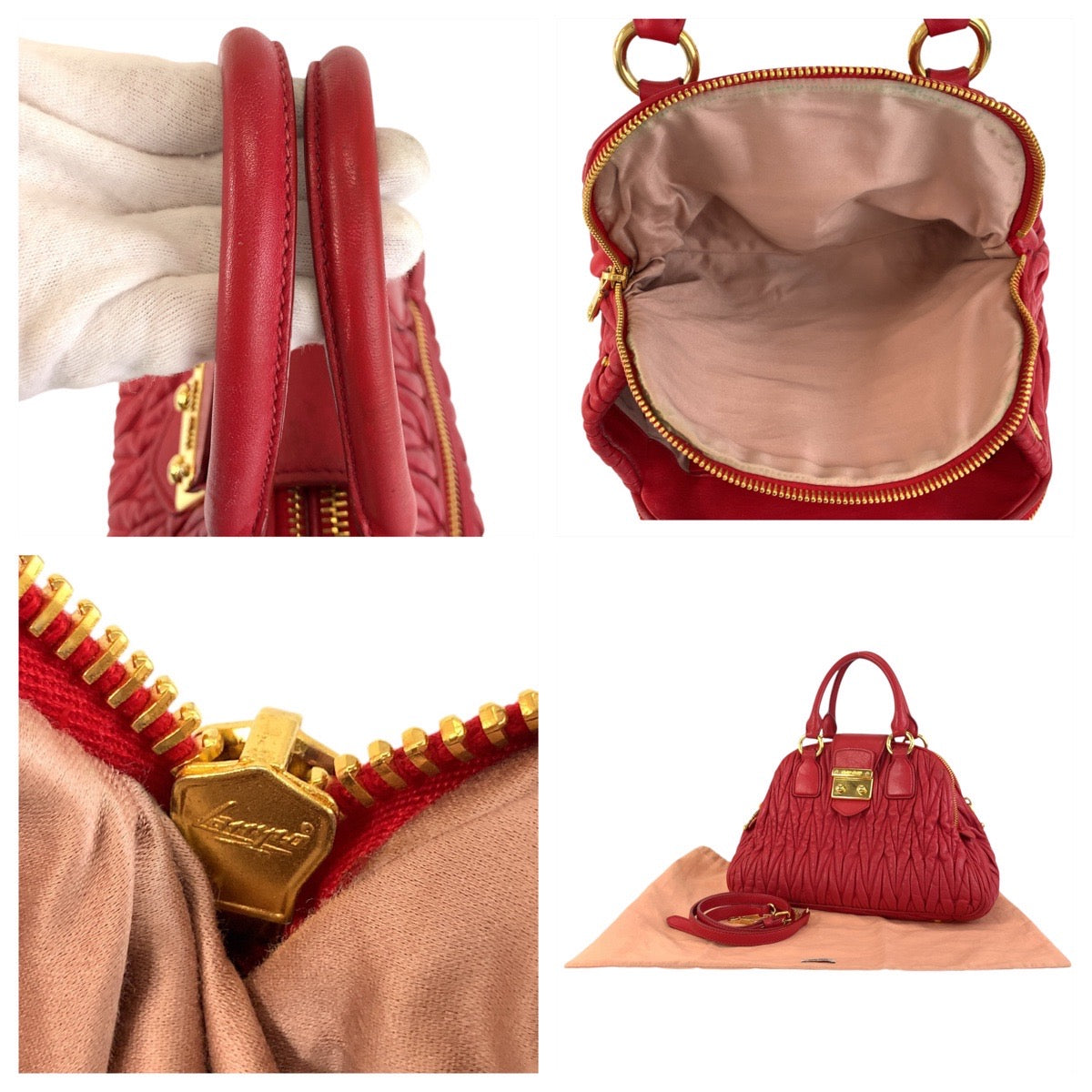 17299
Miu Miu ミュウ ミュウ マテラッセ レッド ゴールド金具 レザー ハンドバッグ ショルダーバッグ 2way  レディース ABP65