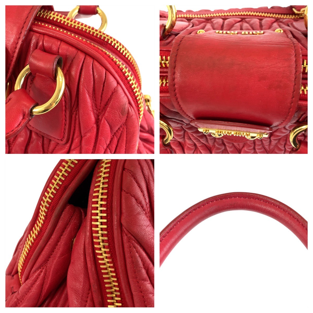 17299
Miu Miu ミュウ ミュウ マテラッセ レッド ゴールド金具 レザー ハンドバッグ ショルダーバッグ 2way  レディース ABP65