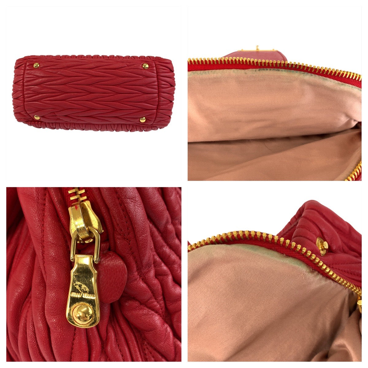 17299
Miu Miu ミュウ ミュウ マテラッセ レッド ゴールド金具 レザー ハンドバッグ ショルダーバッグ 2way  レディース ABP65