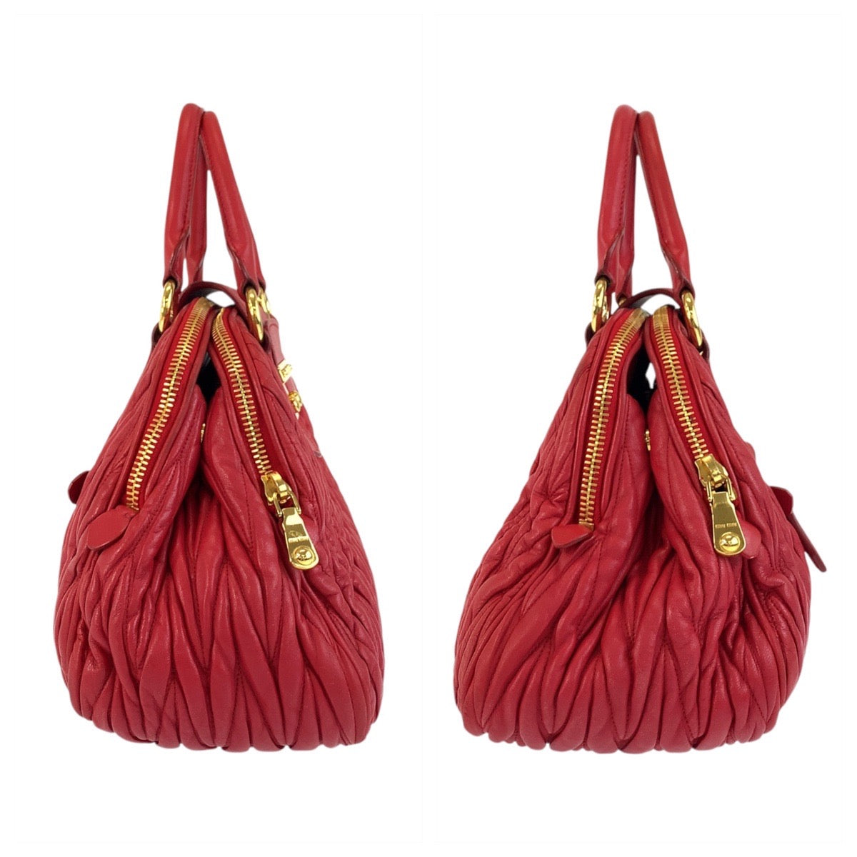 17299
Miu Miu ミュウ ミュウ マテラッセ レッド ゴールド金具 レザー ハンドバッグ ショルダーバッグ 2way  レディース ABP65