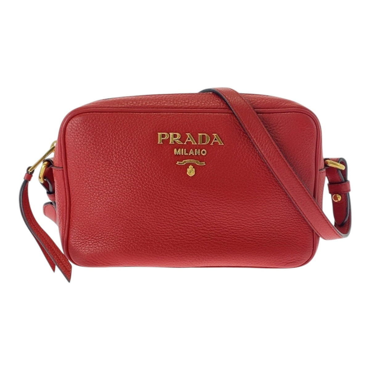 17301
PRADA プラダ レッド ゴールド金具 レザー ショルダーバッグ ポシェット レディース A78
