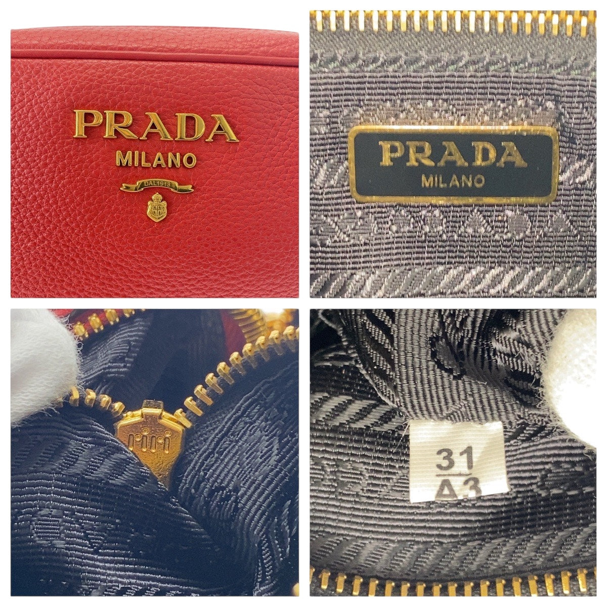 17301
PRADA プラダ レッド ゴールド金具 レザー ショルダーバッグ ポシェット レディース A78