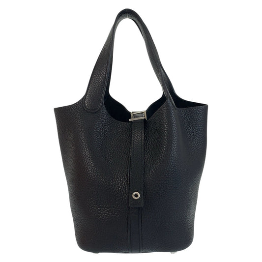 17302
HERMES エルメス ピコタンロックPM ブラック 黒 シルバー金具 トリヨンクレマンス ハンドバッグ □P刻印 レディース ABP500