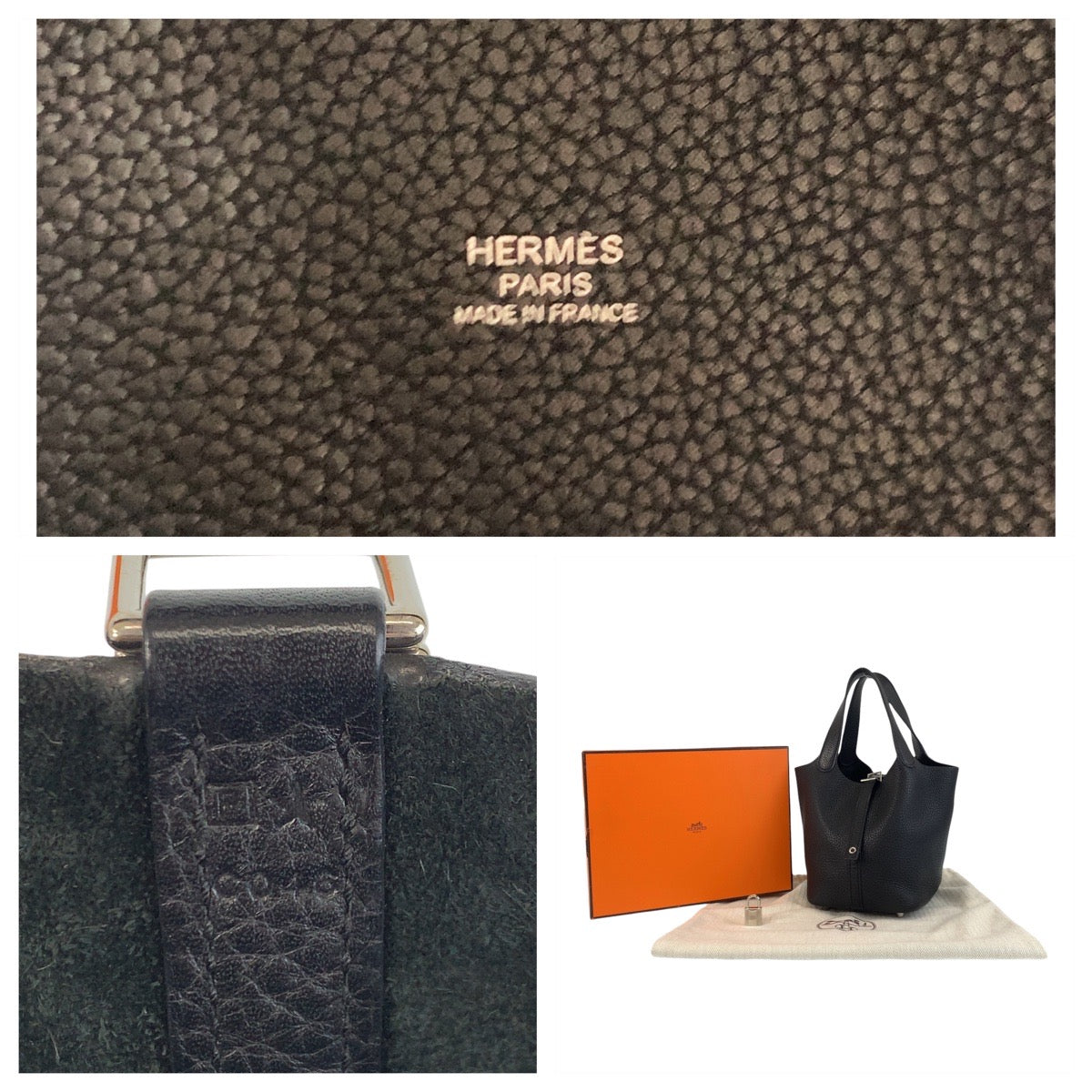 17302
HERMES エルメス ピコタンロックPM ブラック 黒 シルバー金具 トリヨンクレマンス ハンドバッグ □P刻印 レディース ABP500