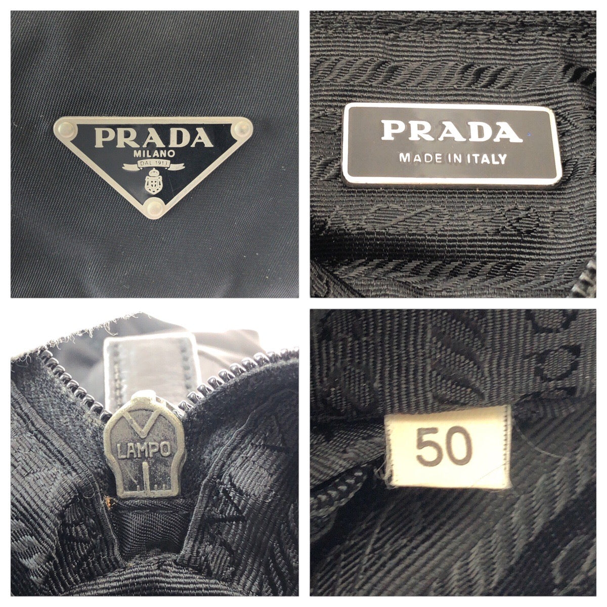 17303
PRADA プラダ テスート 三角ロゴプレート ブラック 黒 シルバー金具 ナイロン 50 斜め掛け ショルダーバッグ 男女兼用 レディース AB33