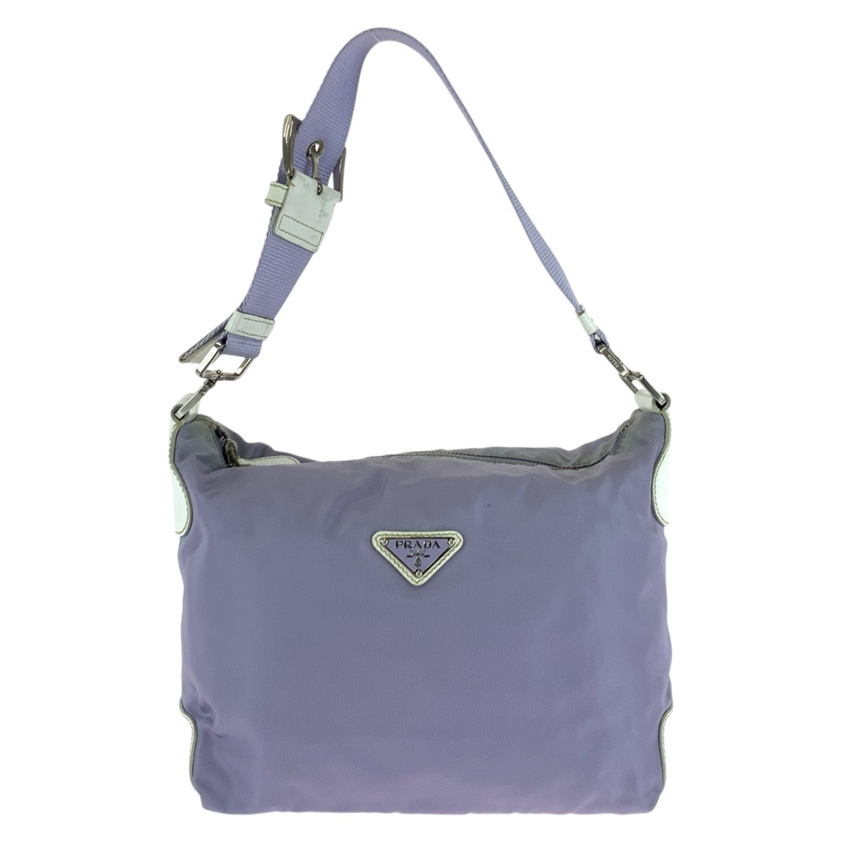 17304
PRADA プラダ テスート 三角ロゴプレート パープル シルバー金具 ナイロン ショルダーバッグ  レディース B11