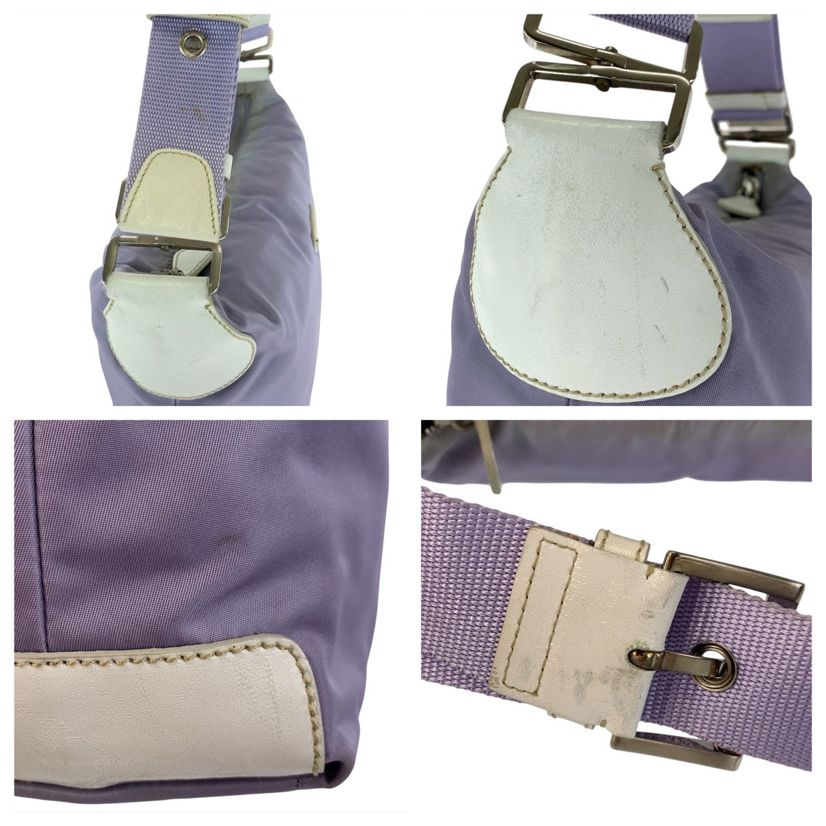 17304
PRADA プラダ テスート 三角ロゴプレート パープル シルバー金具 ナイロン ショルダーバッグ  レディース B11