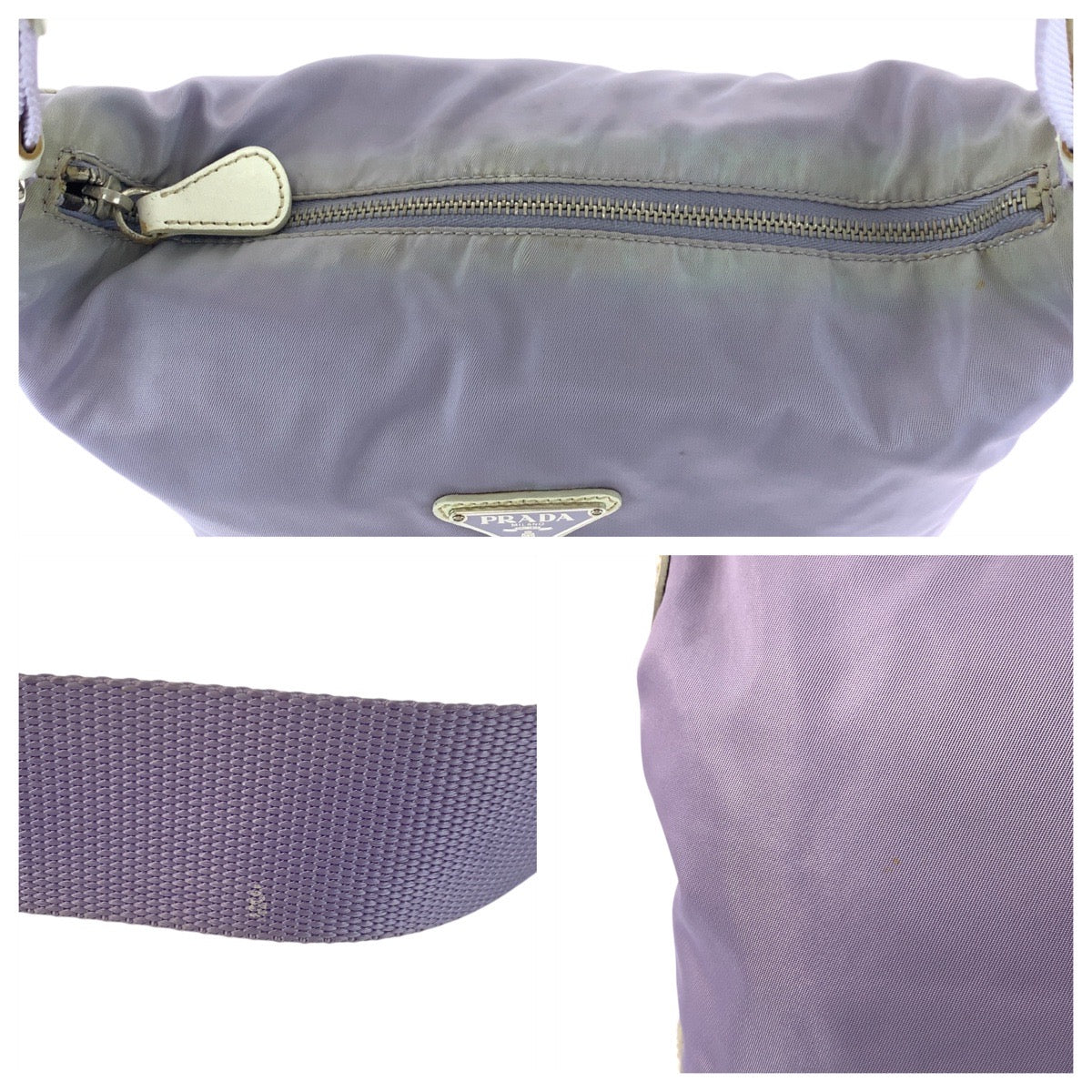 17304
PRADA プラダ テスート 三角ロゴプレート パープル シルバー金具 ナイロン ショルダーバッグ  レディース B11