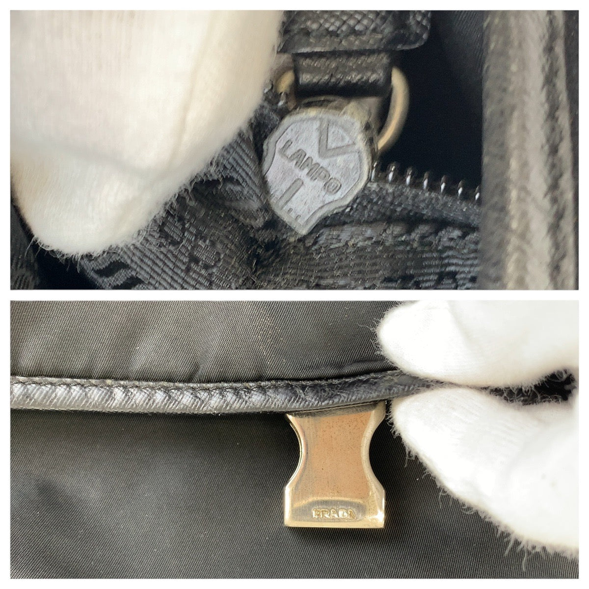 17305
PRADA プラダ テスート サフィアーノ 三角ロゴプレート ブラック 黒 シルバー金具 ナイロン / レザー ショルダーバッグ メッセンジャーバッグ 男女兼用  レディース AB32