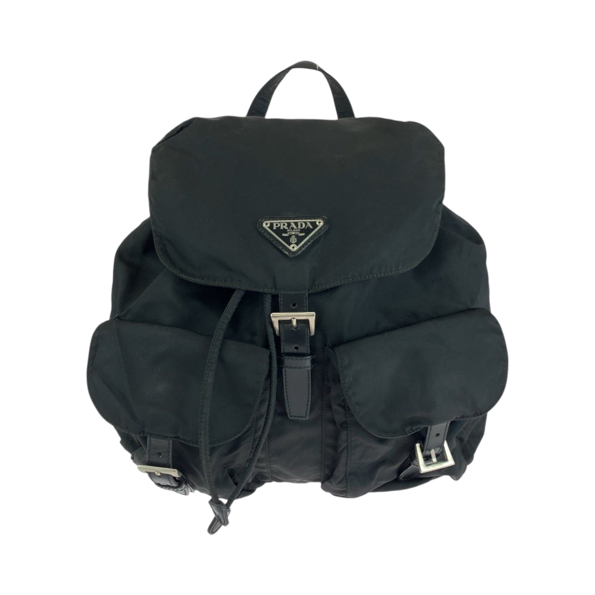 17306
PRADA プラダ テスート 三角ロゴプレート ブラック 黒 シルバー金具 ナイロン B2811 リュックサック バックパック  レディース