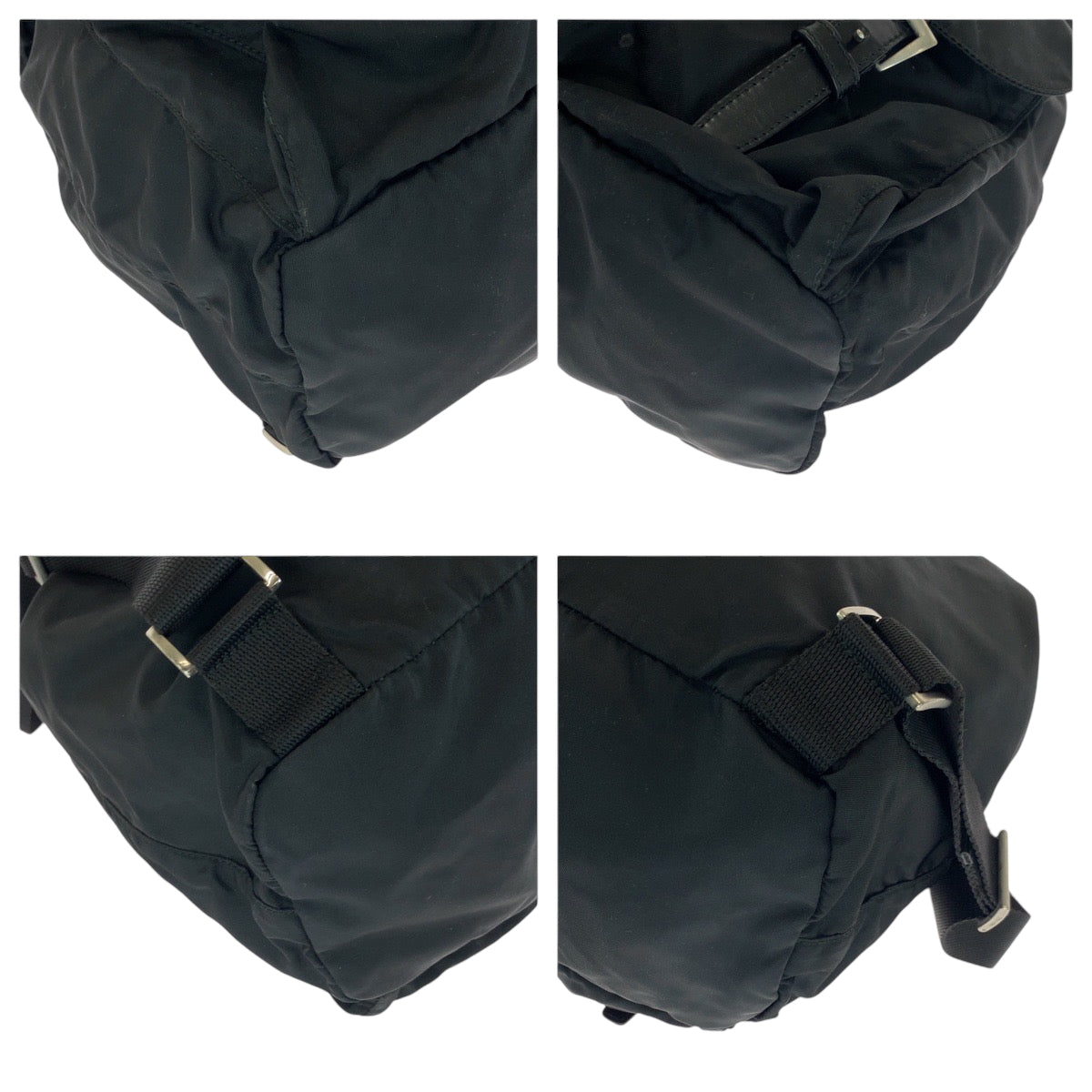17306
PRADA プラダ テスート 三角ロゴプレート ブラック 黒 シルバー金具 ナイロン B2811 リュックサック バックパック  レディース