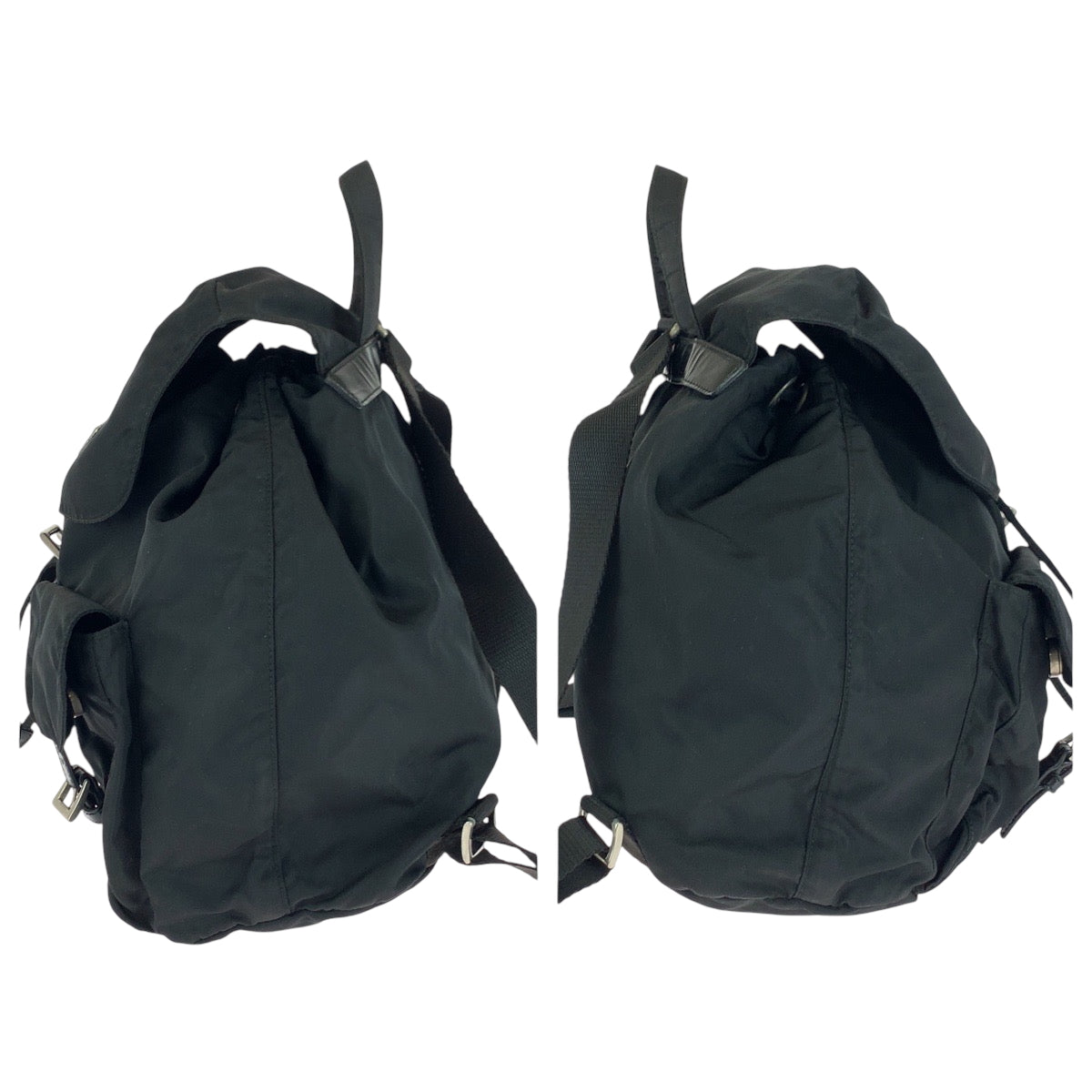 17306
PRADA プラダ テスート 三角ロゴプレート ブラック 黒 シルバー金具 ナイロン B2811 リュックサック バックパック  レディース