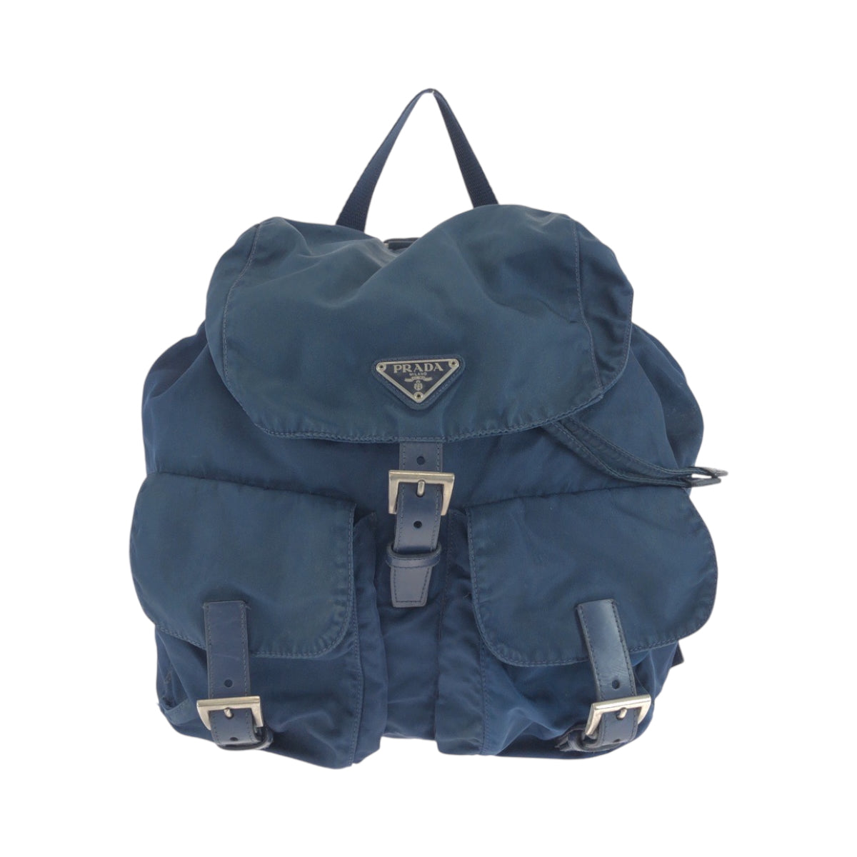 17307
PRADA プラダ テスート 三角ロゴプレート ブルー シルバー金具 ナイロン リュックサック バックパック  レディース B25