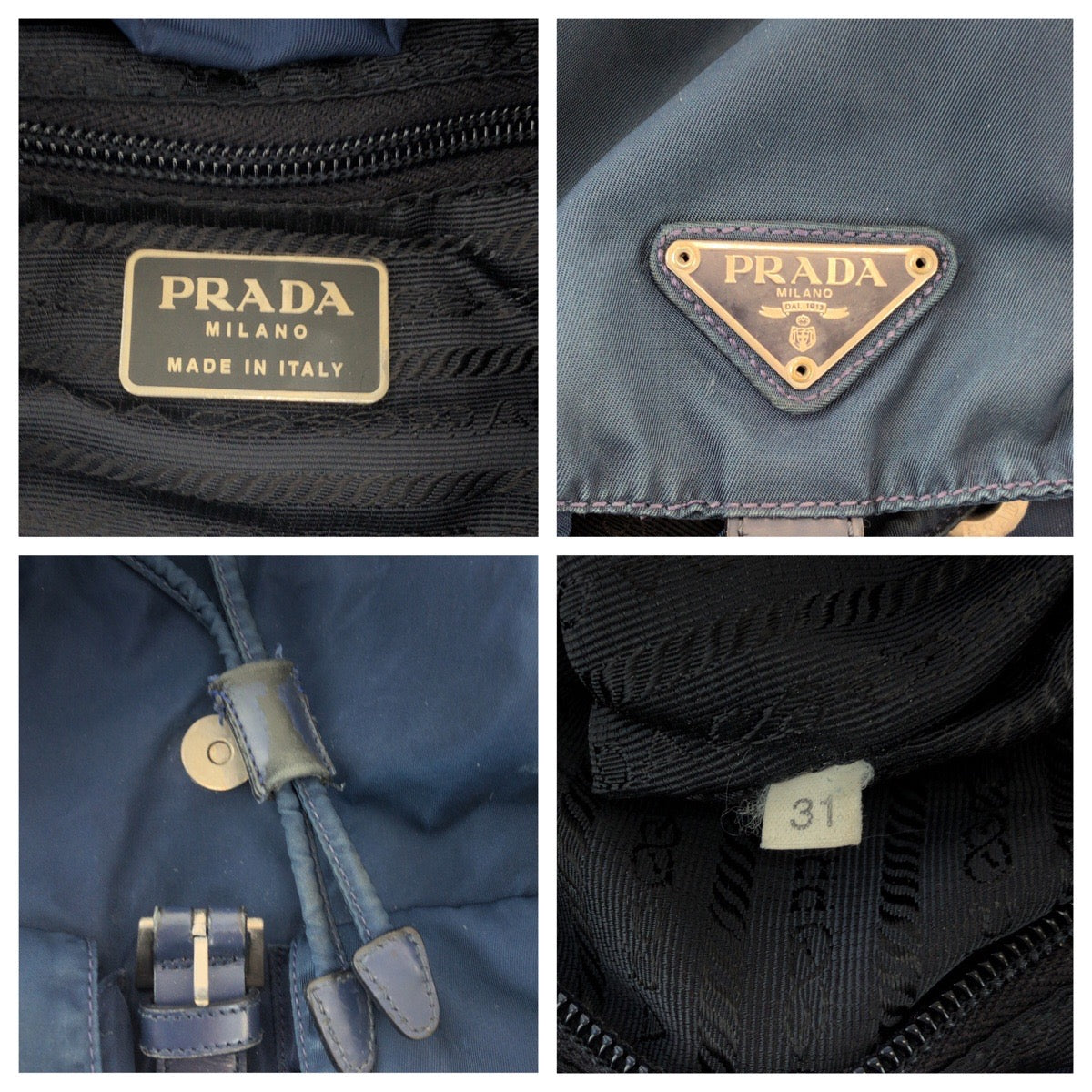 17307
PRADA プラダ テスート 三角ロゴプレート ブルー シルバー金具 ナイロン リュックサック バックパック  レディース B25