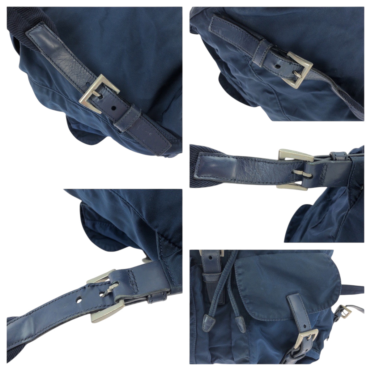 17307
PRADA プラダ テスート 三角ロゴプレート ブルー シルバー金具 ナイロン リュックサック バックパック  レディース B25
