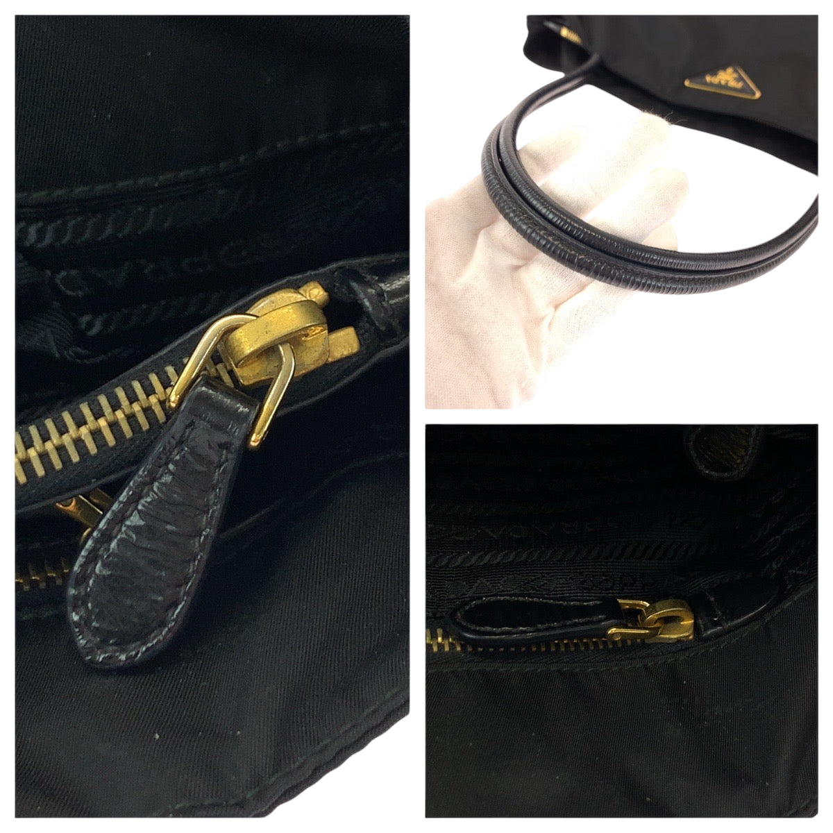17309
PRADA プラダ テスート 三角ロゴプレート ブラック 黒 ゴールド金具 ナイロン BR3854 トートバッグ ショルダーバッグ  レディース A43