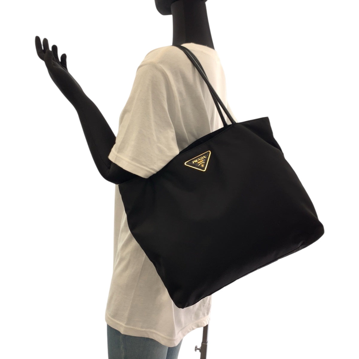 17309
PRADA プラダ テスート 三角ロゴプレート ブラック 黒 ゴールド金具 ナイロン BR3854 トートバッグ ショルダーバッグ  レディース A43