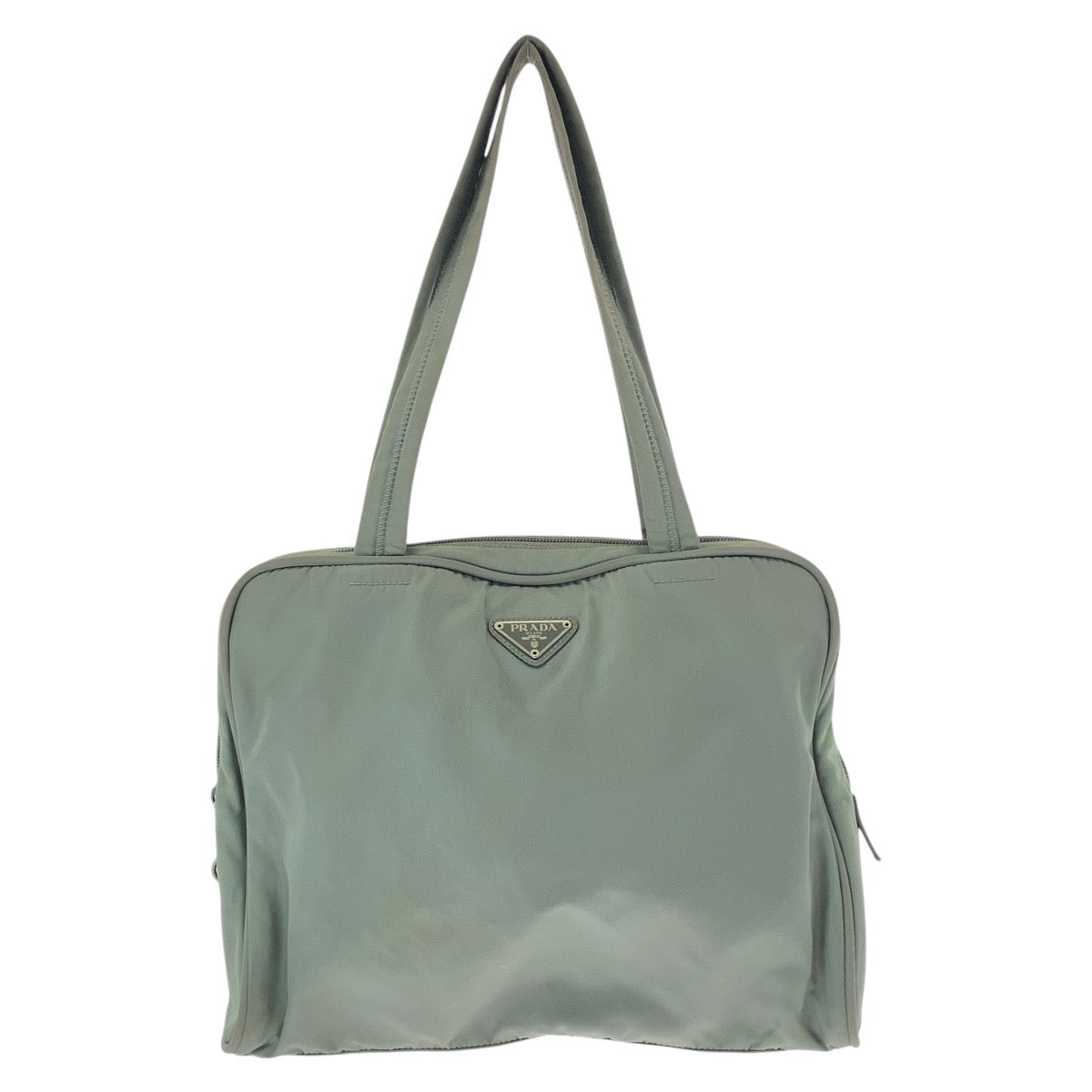 17310
PRADA プラダ テスート 三角ロゴプレート グリーン カーキ シルバー金具 ナイロン トートバッグ ショルダーバッグ  レディース B11