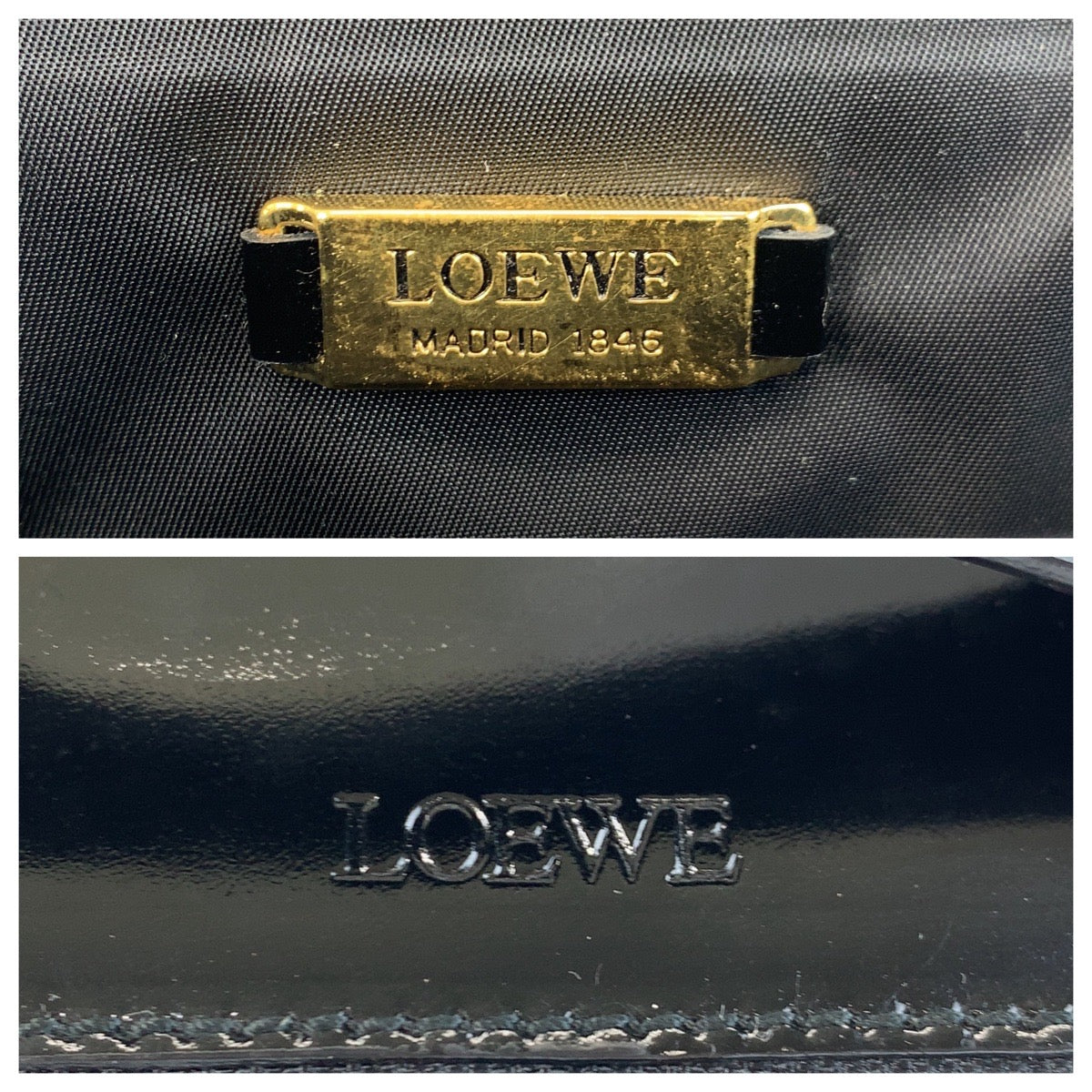 17311
LOEWE ロエベ ヴィンテージ レオパード ブラウン ブラック ゴールド金具 PVC / エナメル ハンドバッグ バニティバッグ レディース A32