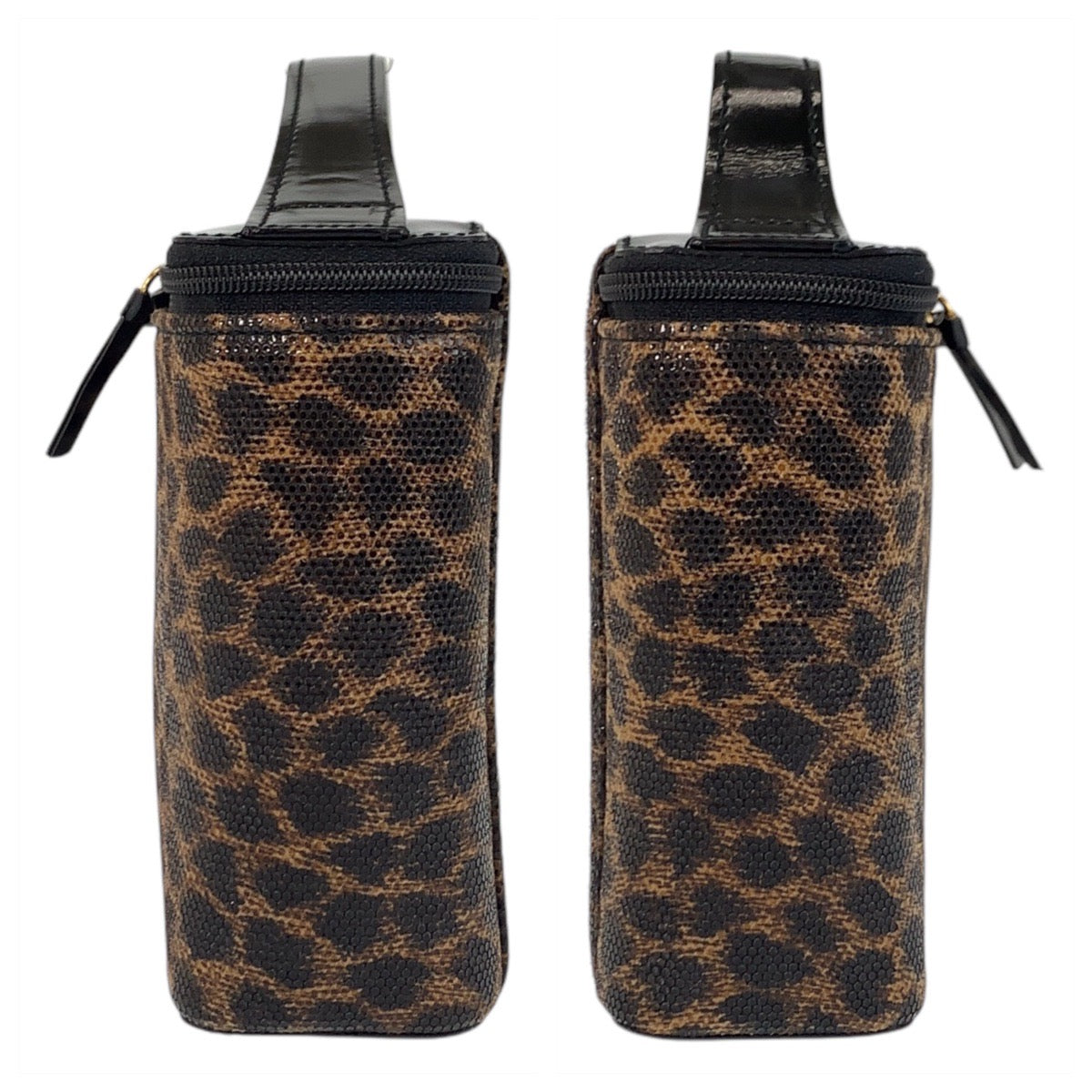 17311
LOEWE ロエベ ヴィンテージ レオパード ブラウン ブラック ゴールド金具 PVC / エナメル ハンドバッグ バニティバッグ レディース A32