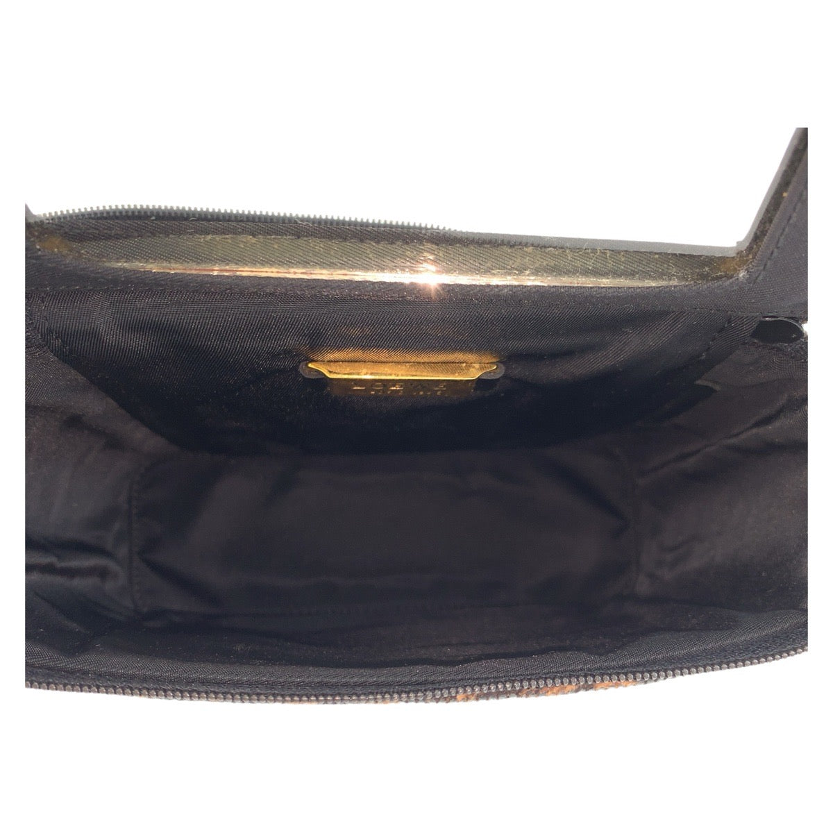 17311
LOEWE ロエベ ヴィンテージ レオパード ブラウン ブラック ゴールド金具 PVC / エナメル ハンドバッグ バニティバッグ レディース A32