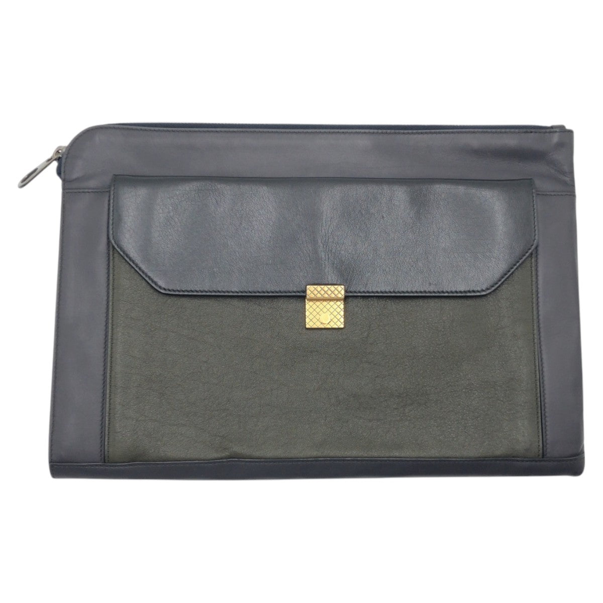 17313
BOTTEGAVENETA ボッテガヴェネタ ネイビー系 ブラック系 カーキ レザー クラッチバッグ セカンドバッグ  メンズ AB45