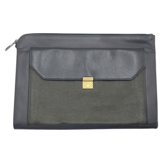 17313
BOTTEGAVENETA ボッテガヴェネタ ネイビー系 ブラック系 カーキ レザー クラッチバッグ セカンドバッグ  メンズ AB45