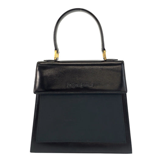 17314
YVES SAINT LAURENT イヴ サンローラン ヴィンテージ YSL ブラック 黒 ゴールド金具 レザー ハンドバッグ  レディース ABP43