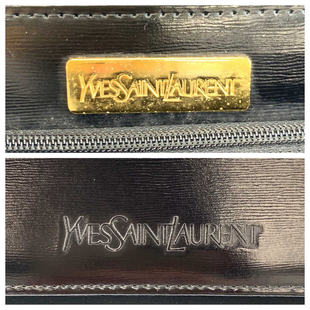 17314
YVES SAINT LAURENT イヴ サンローラン ヴィンテージ YSL ブラック 黒 ゴールド金具 レザー ハンドバッグ  レディース ABP43