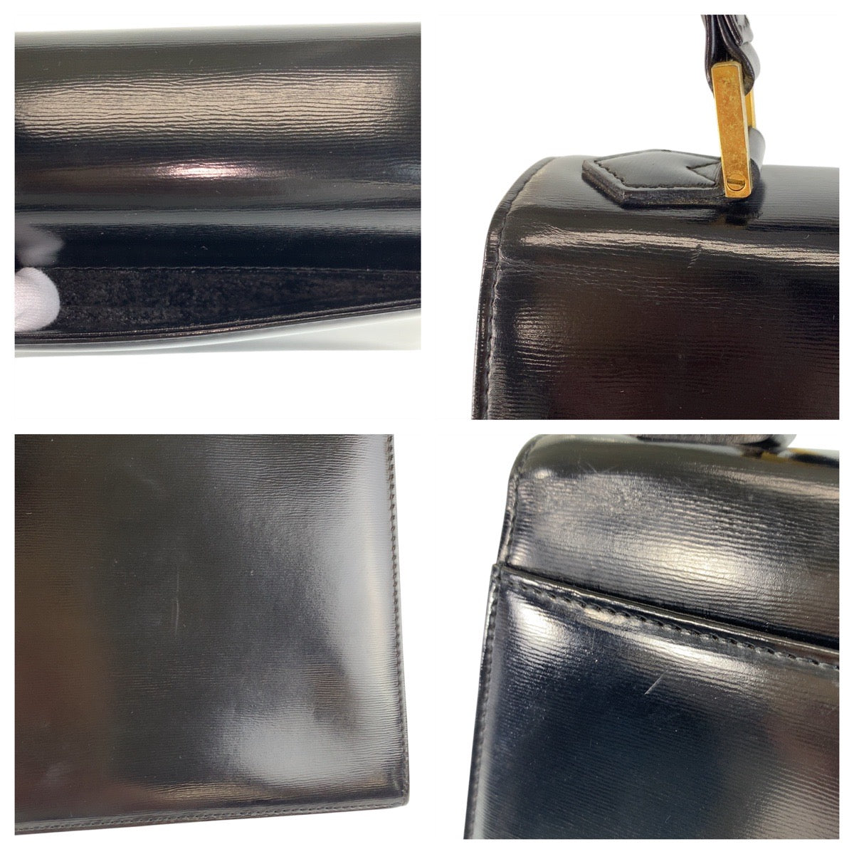 17314
YVES SAINT LAURENT イヴ サンローラン ヴィンテージ YSL ブラック 黒 ゴールド金具 レザー ハンドバッグ  レディース ABP43