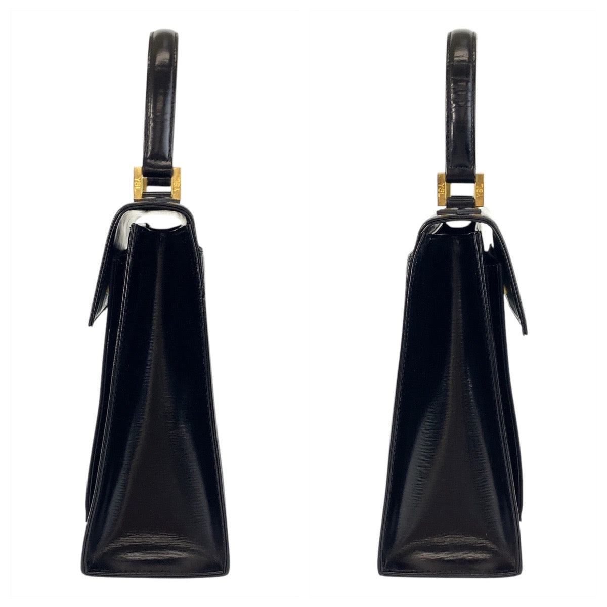 17314
YVES SAINT LAURENT イヴ サンローラン ヴィンテージ YSL ブラック 黒 ゴールド金具 レザー ハンドバッグ  レディース ABP43