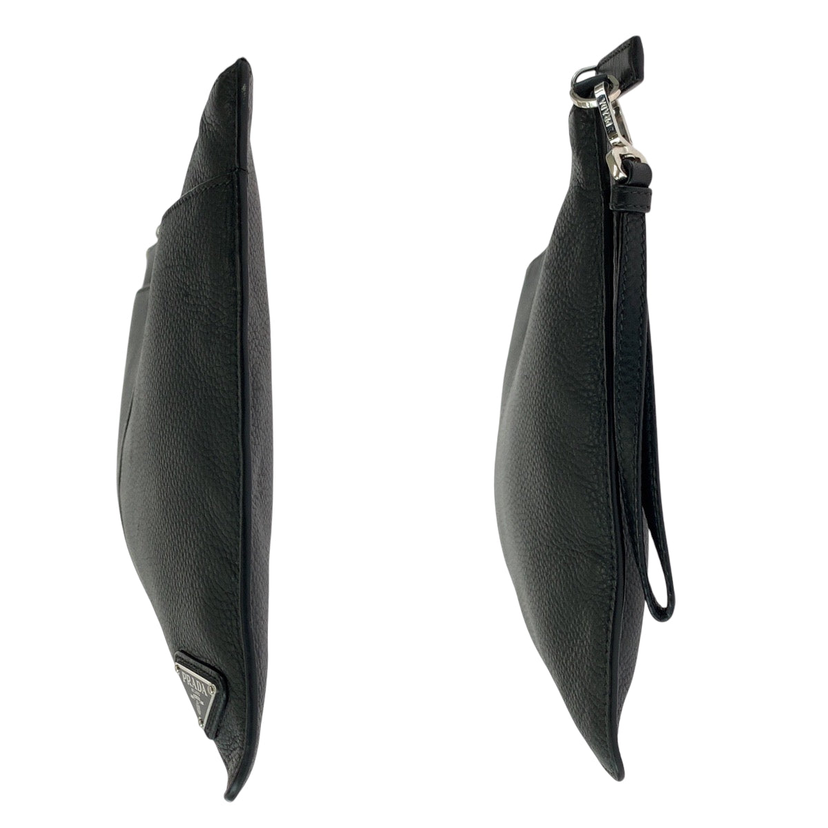 17315
PRADA プラダ ヴィッテロ シティ 三角ロゴプレート ブラック 黒 シルバー金具 レザー クラッチバッグ セカンドバッグ  メンズ ABP46