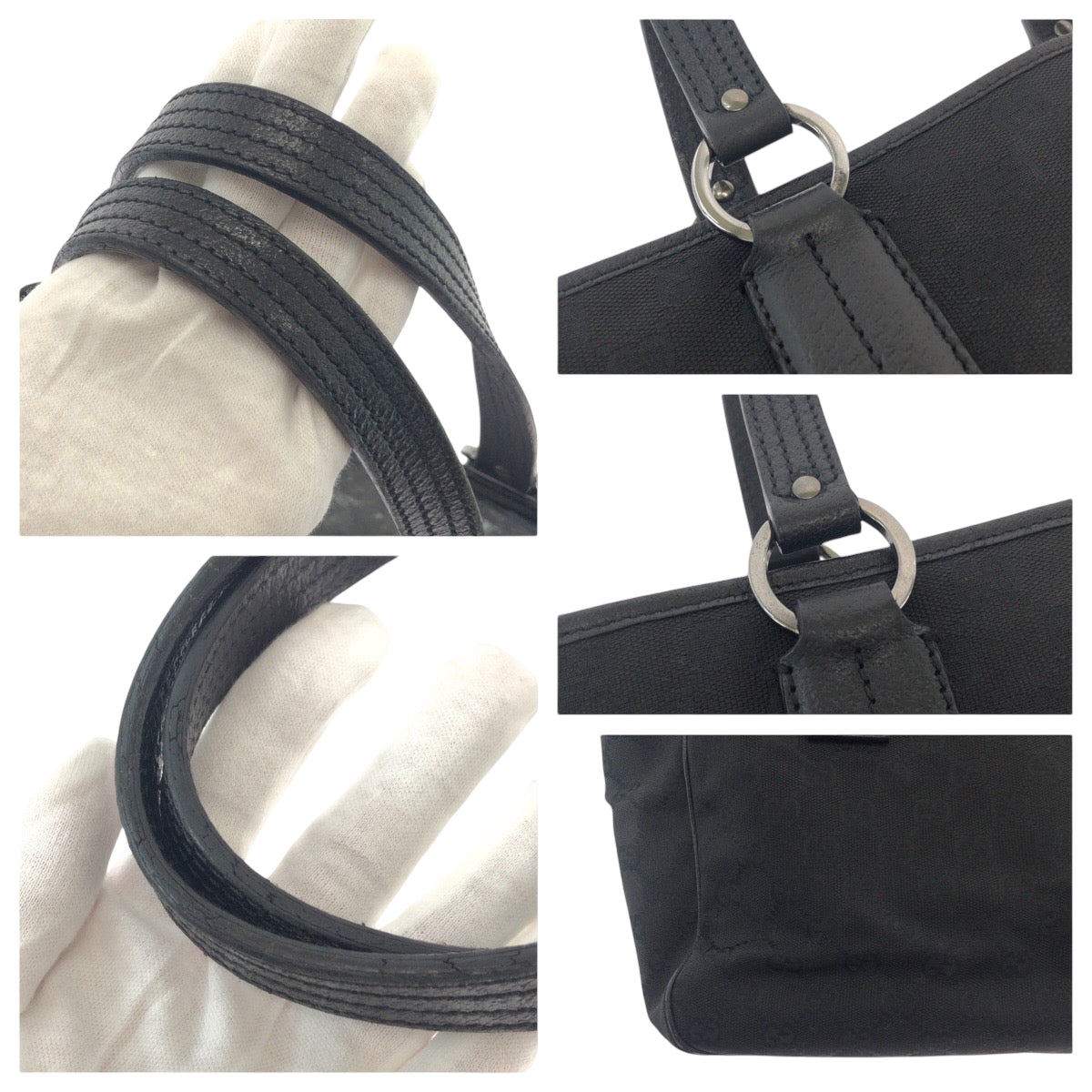17319
GUCCI グッチ ブラック 黒 シルバー金具 GGキャンバス 113019 トートバッグ ショルダーバッグ  レディース AB21