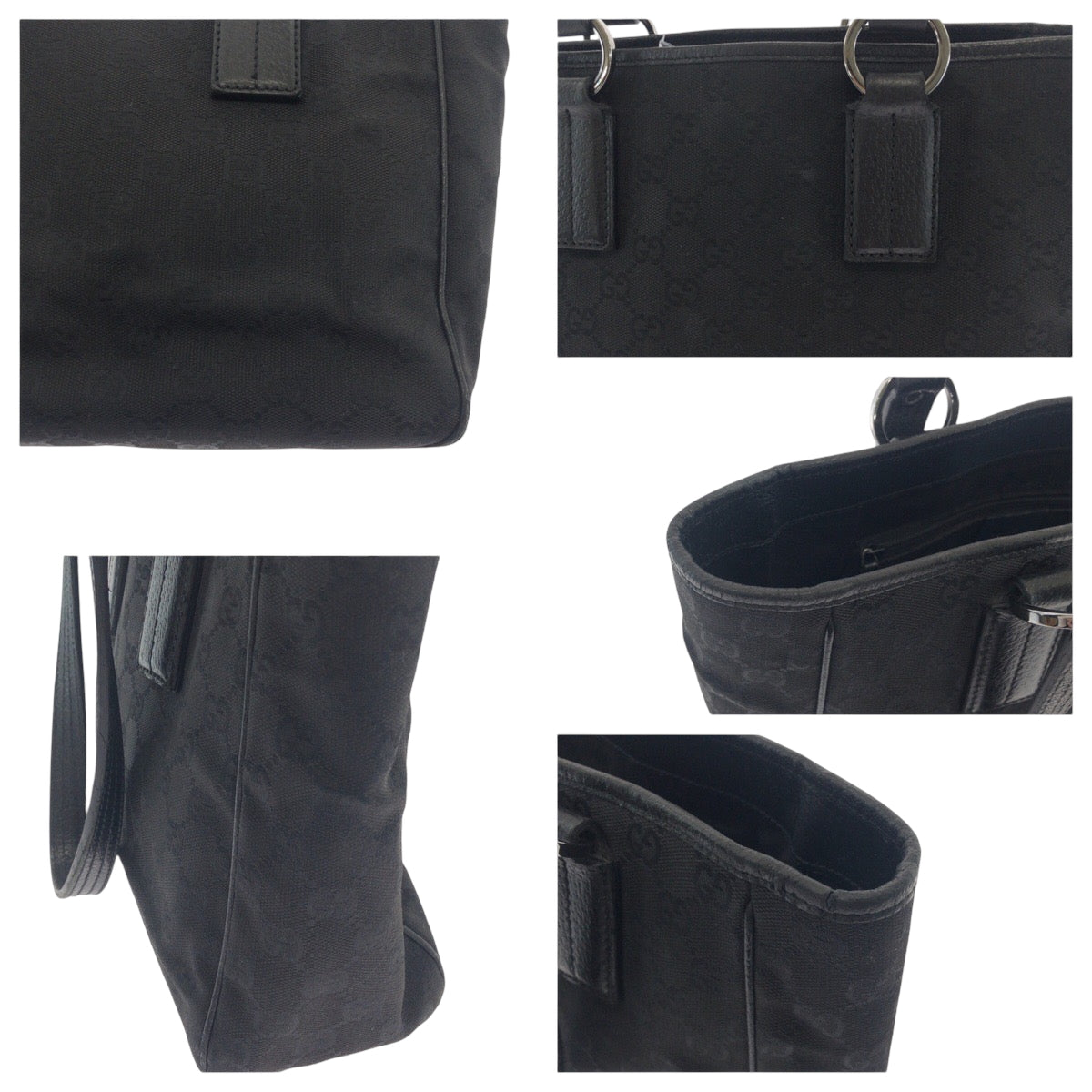17319
GUCCI グッチ ブラック 黒 シルバー金具 GGキャンバス 113019 トートバッグ ショルダーバッグ  レディース AB21