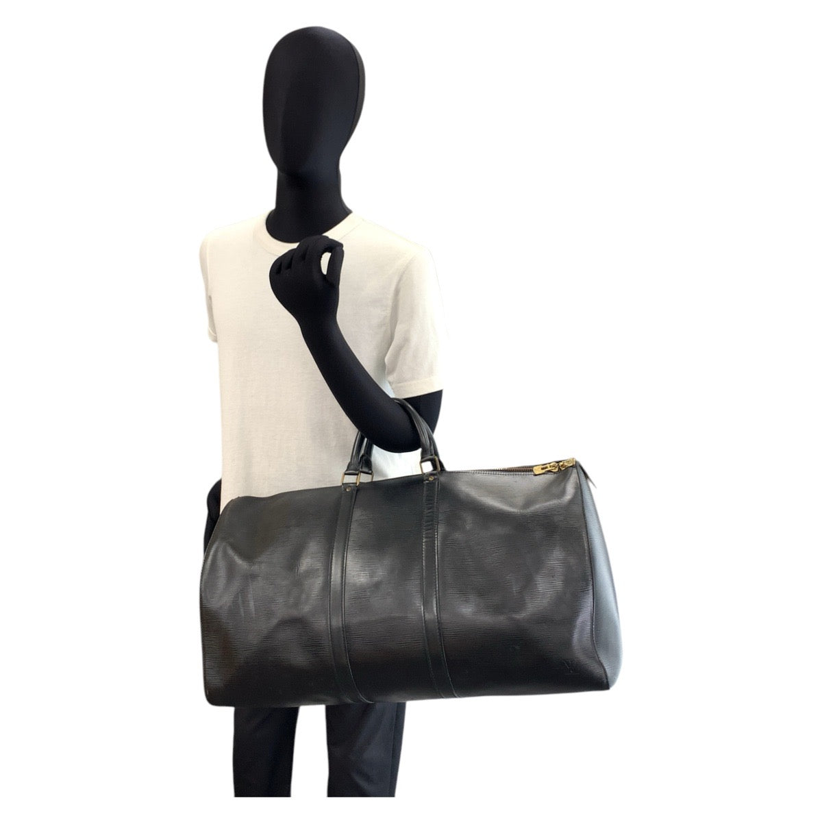 17322
LOUIS VUITTON ルイヴィトン エピ キーポル55 ノワール ブラック 黒 ゴールド金具 レザー M59142 ボストンバッグ ハンドバッグ  メンズ AB65
