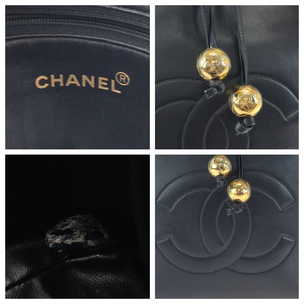 17323
CHANEL シャネル デカココマーク ココボール ブラック 黒 ゴールド金具 キャビアスキン トートバッグ ショルダーバッグ  レディース ABP140