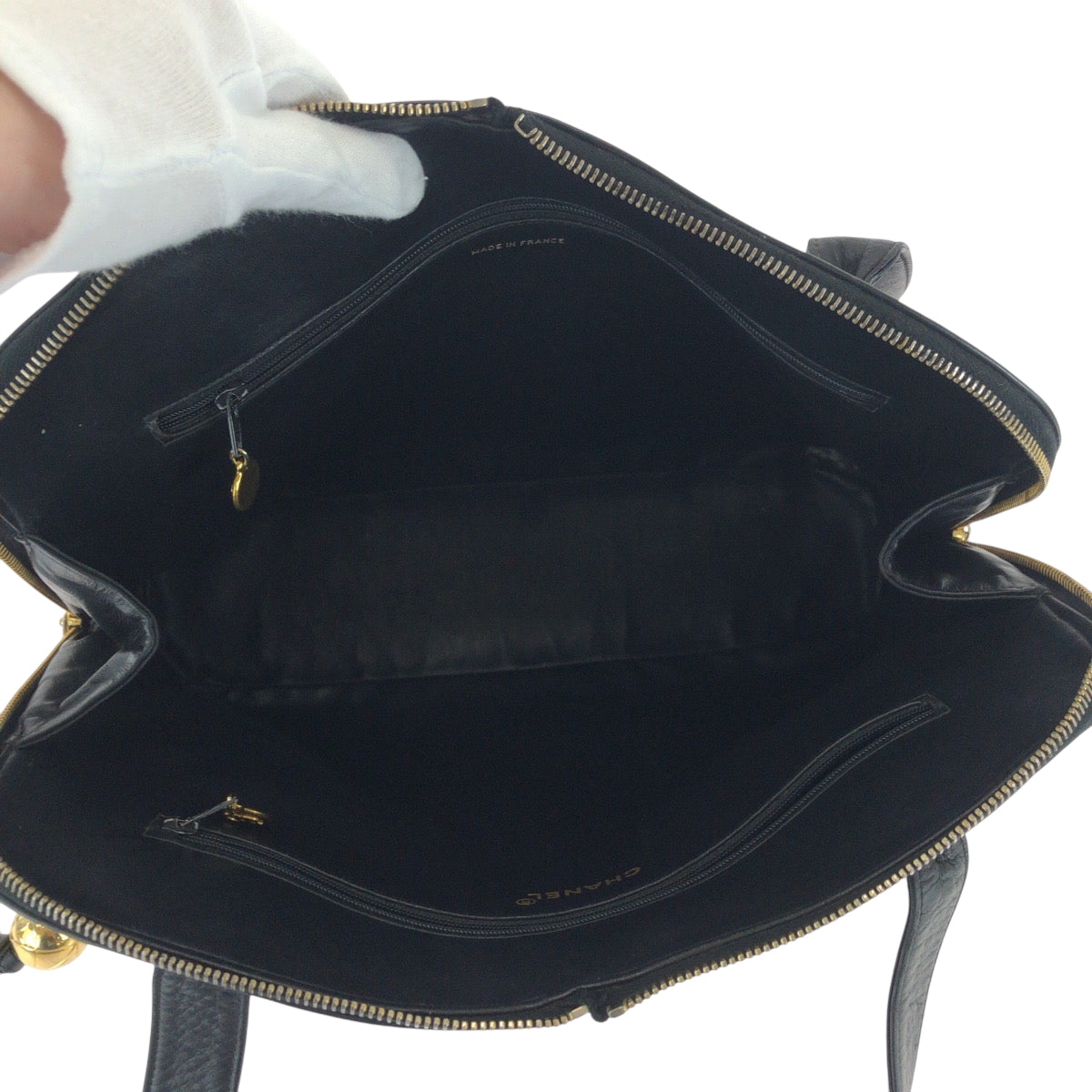 17323
CHANEL シャネル デカココマーク ココボール ブラック 黒 ゴールド金具 キャビアスキン トートバッグ ショルダーバッグ  レディース ABP140