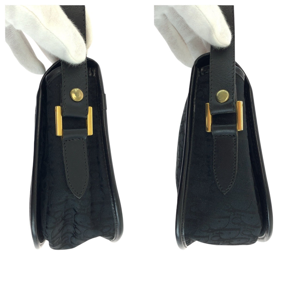 17324
Dior ディオール ヴィンテージ トロッター ブラック 黒 ゴールド金具 キャンバス / レザー ショルダーバッグ ポシェット  レディース ABP40