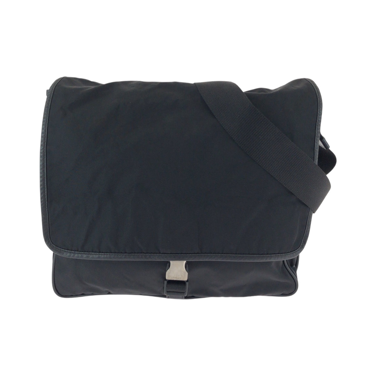 17325
PRADA プラダ テスート 三角ロゴプレート ブラック 黒 シルバー金具 ナイロン ショルダーバッグ メッセンジャーバッグ  メンズ ABP43