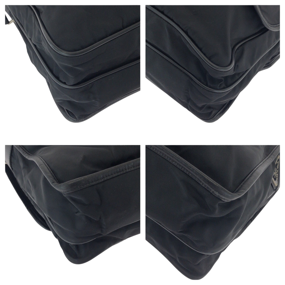 17325
PRADA プラダ テスート 三角ロゴプレート ブラック 黒 シルバー金具 ナイロン ショルダーバッグ メッセンジャーバッグ  メンズ ABP43