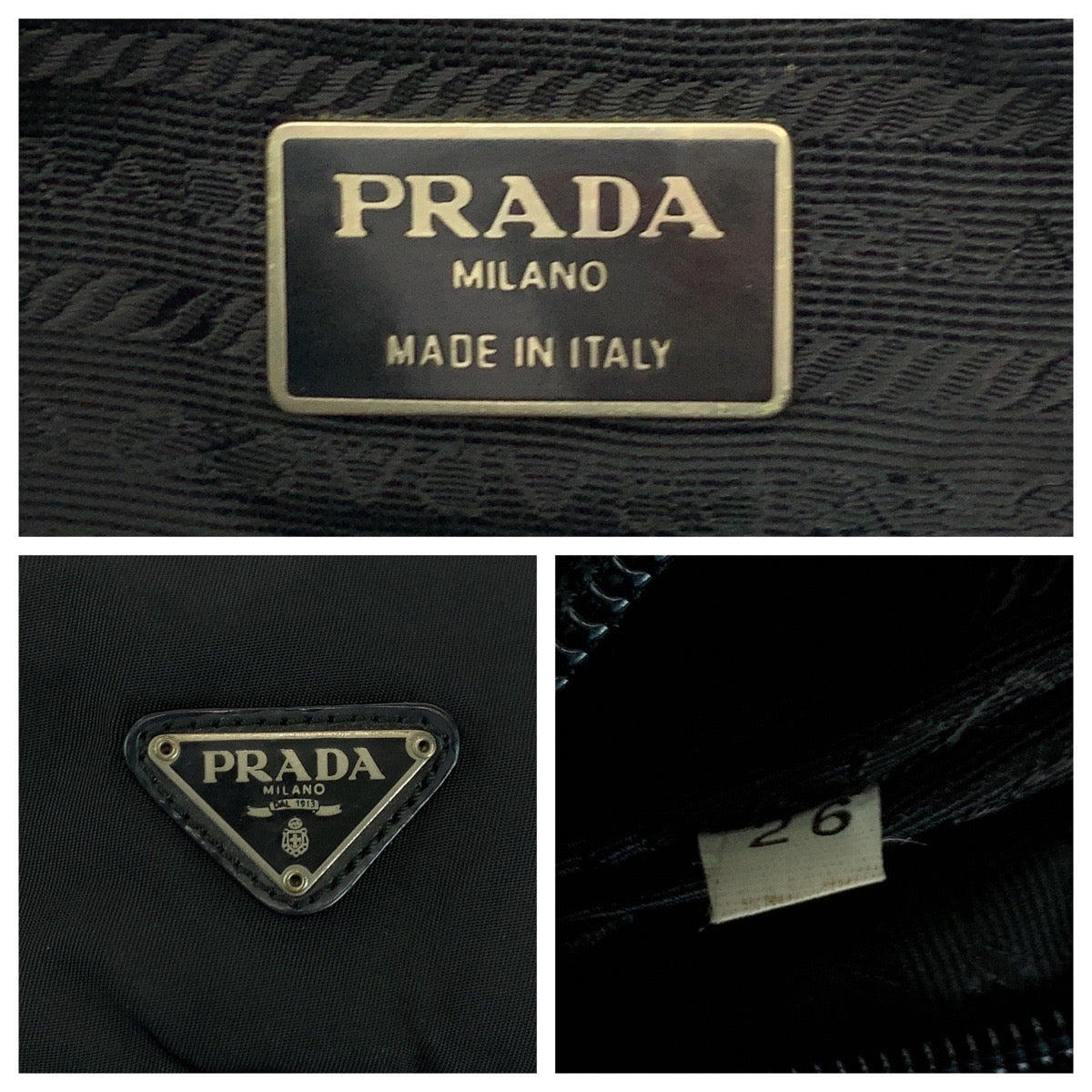 17326
PRADA プラダ テスート 三角ロゴプレート ブラック 黒 シルバー金具 ナイロン ショルダーバッグ サコッシュ  レディース AB39